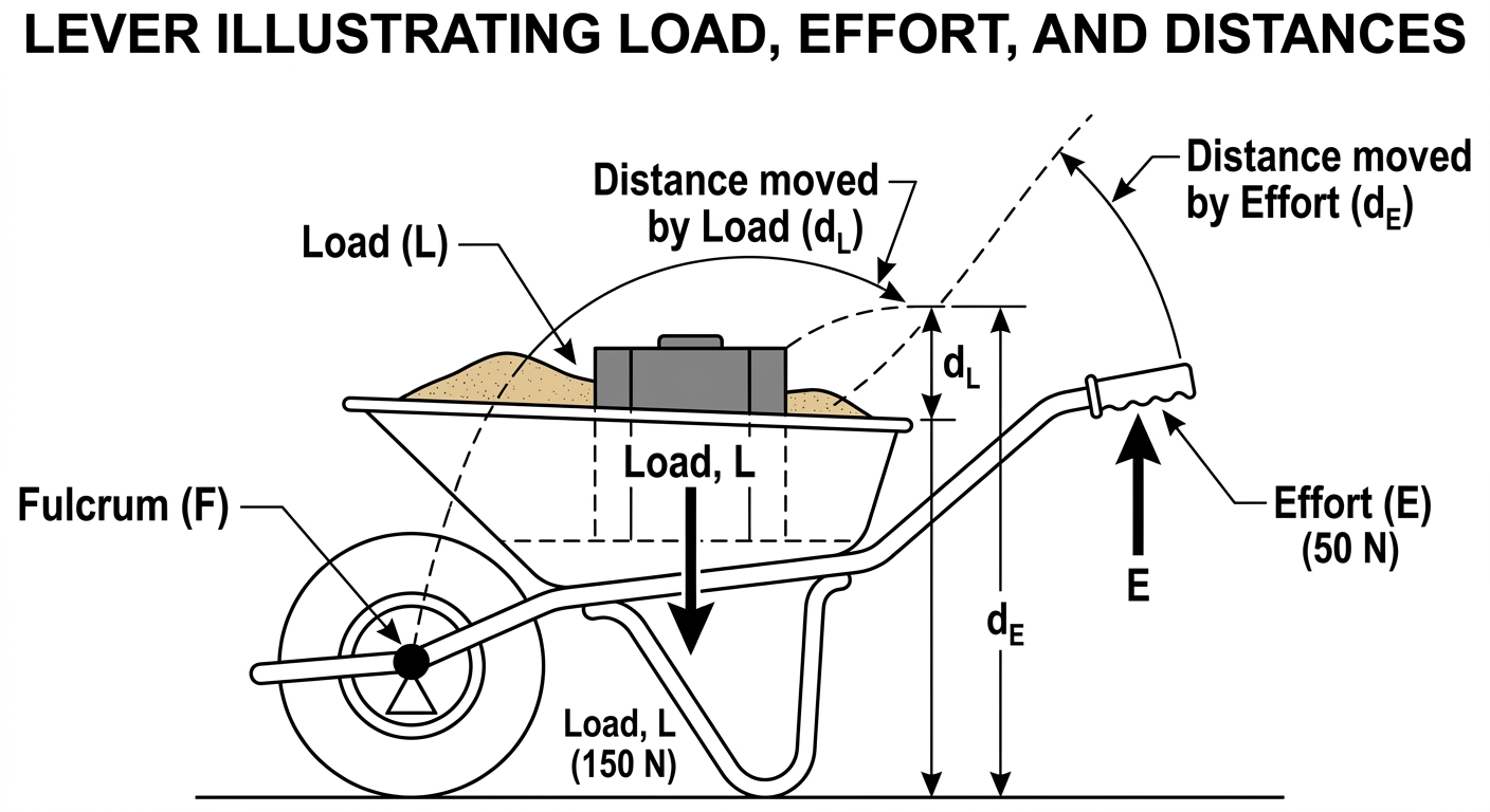 LEVER ILLUSTRATING LOAD, EFFORT, AND DISTANCES