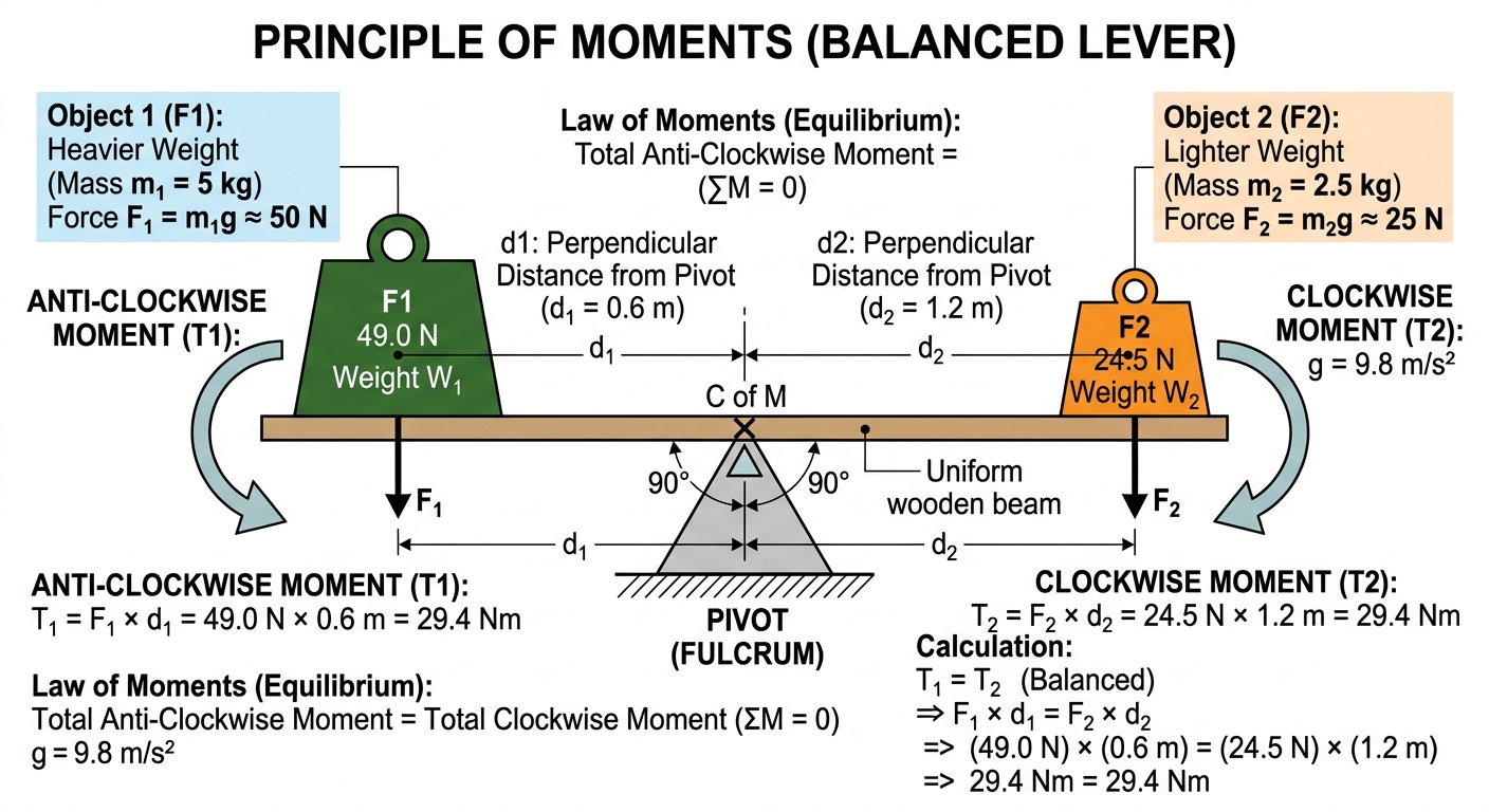 PRINCIPLE OF MOMENTS (BALANCED LEVER)