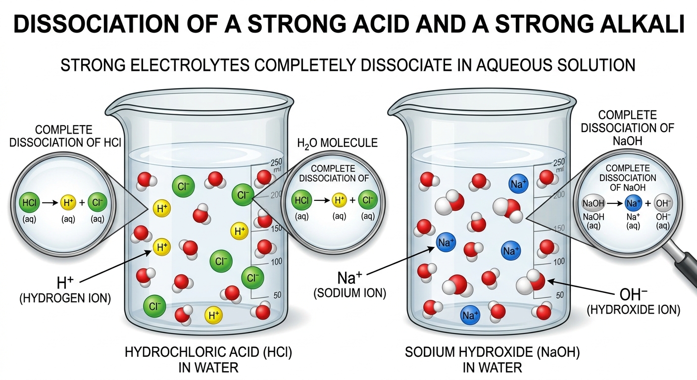 DISSOCIATION OF A STRONG ACID AND A STRONG ALKALI
