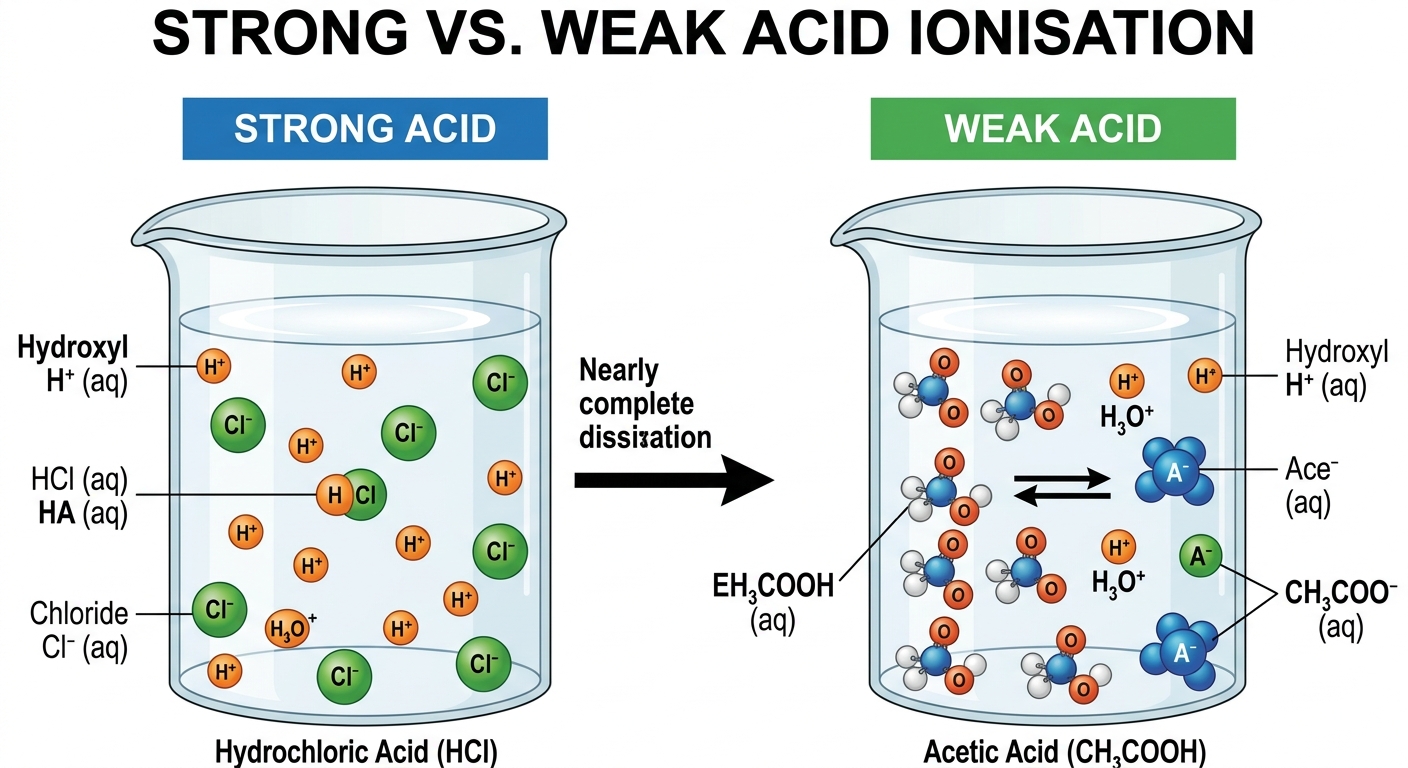 STRONG VS. WEAK ACID IONISATION