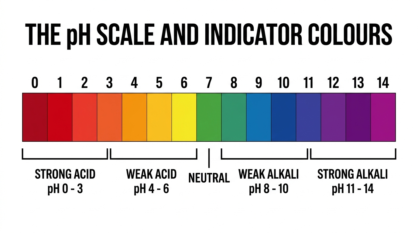 THE pH SCALE AND INDICATOR COLOURS