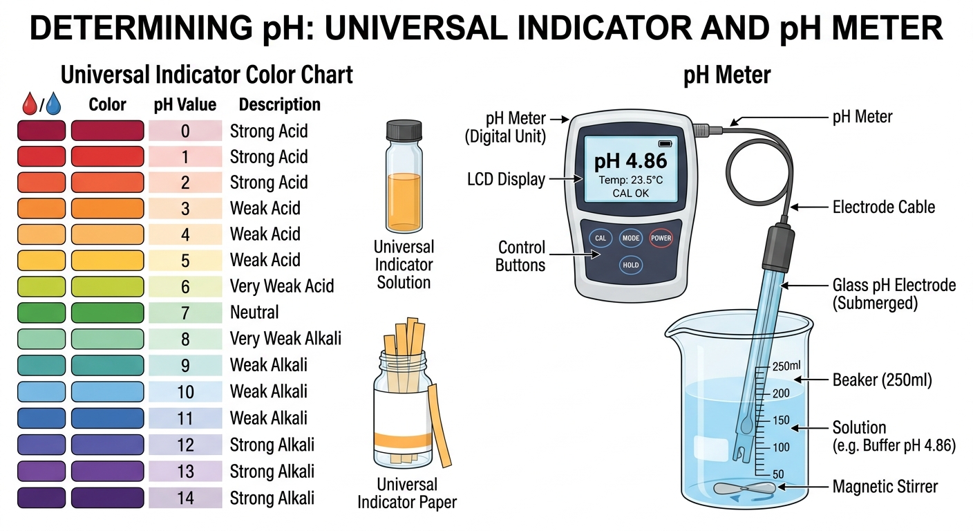 DETERMINING pH: UNIVERSAL INDICATOR AND pH METER