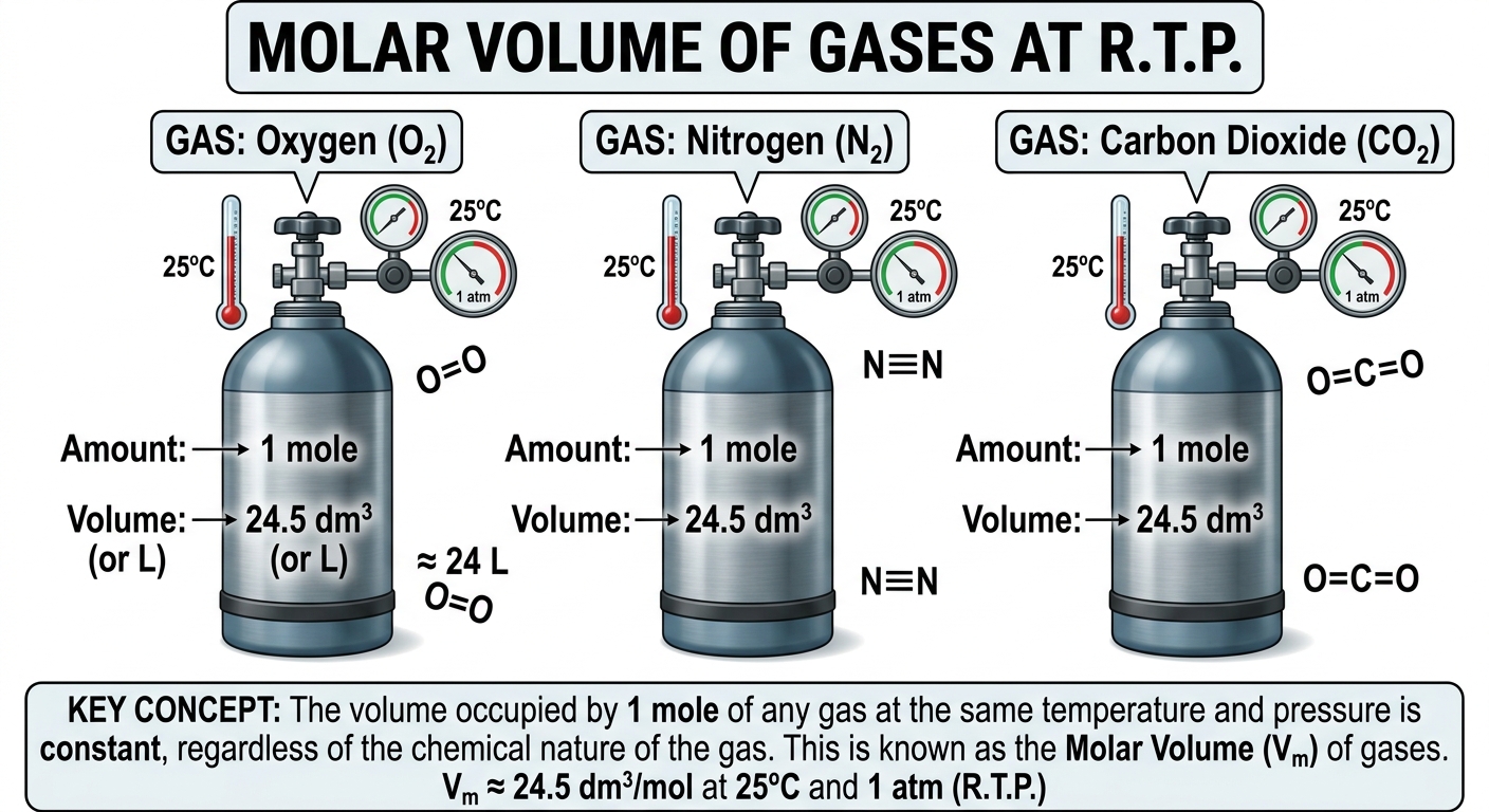 MOLAR VOLUME OF GASES AT R.T.P.