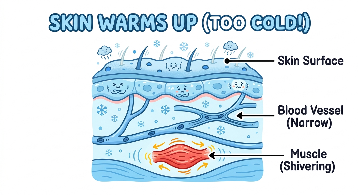 SKIN WARMS UP (TOO COLD!)