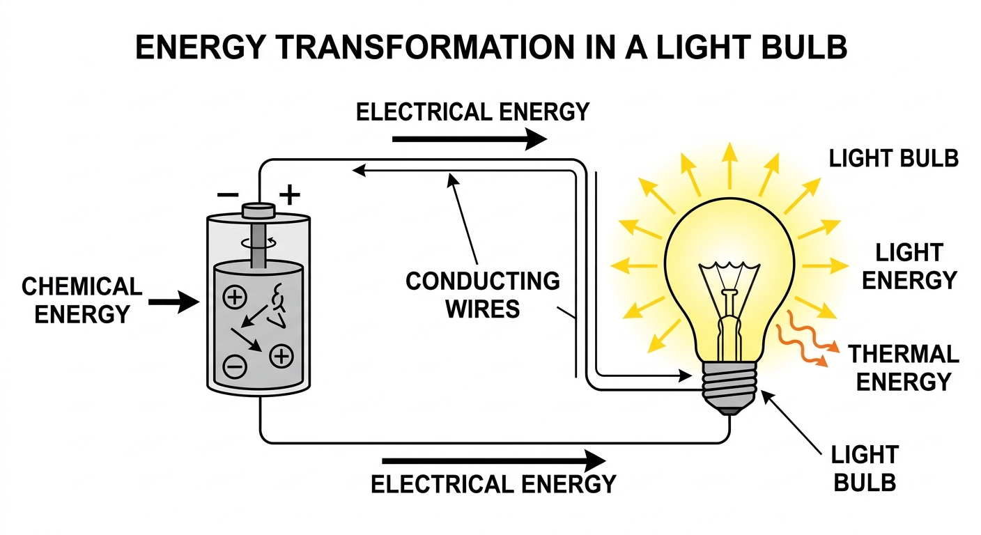 ENERGY TRANSFORMATION IN A LIGHT BULB