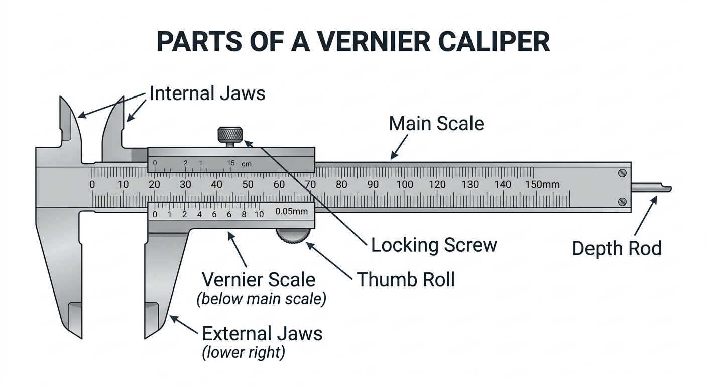 PARTS OF A VERNIER CALIPER